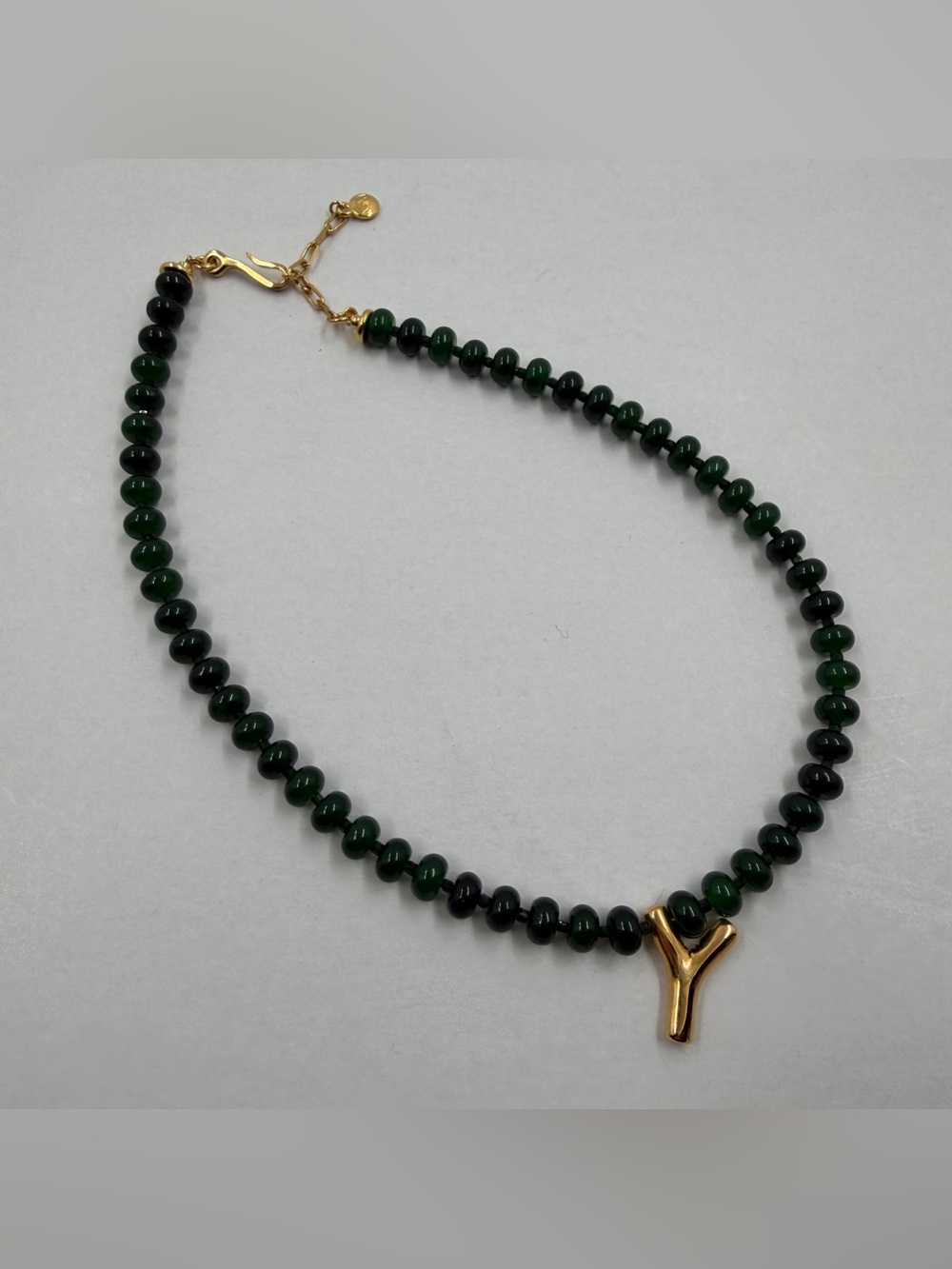 Mayamar Jade Beaded Initial Necklace